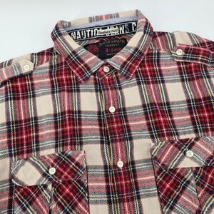 Nautica Jeans Company Mens Flannel Shirt Plaid XLarge XL Shacket Long Sleeve